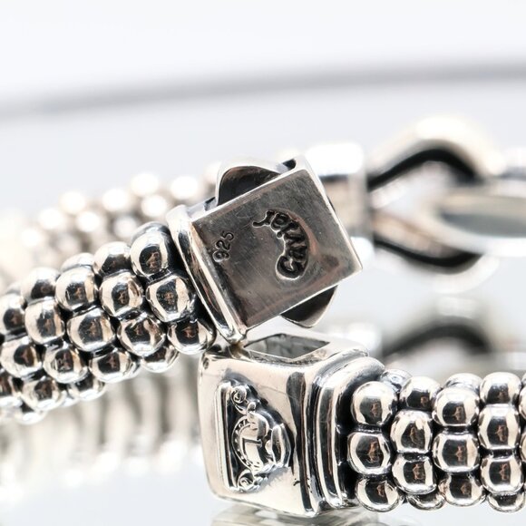 Authentic Lagos Caviar Sterling Silver 16 Cluster Diamond Bracelet - Picture 7 of 10